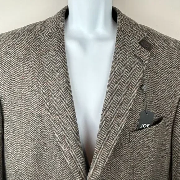 JOE Joseph Abboud Tan Brown 100% Wool Elbow Patch Jacket Sports Coat Sz 48R NWT